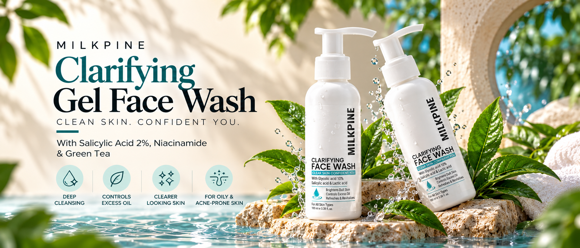 MILKPINE Clarifying Face Wash Spa Banner